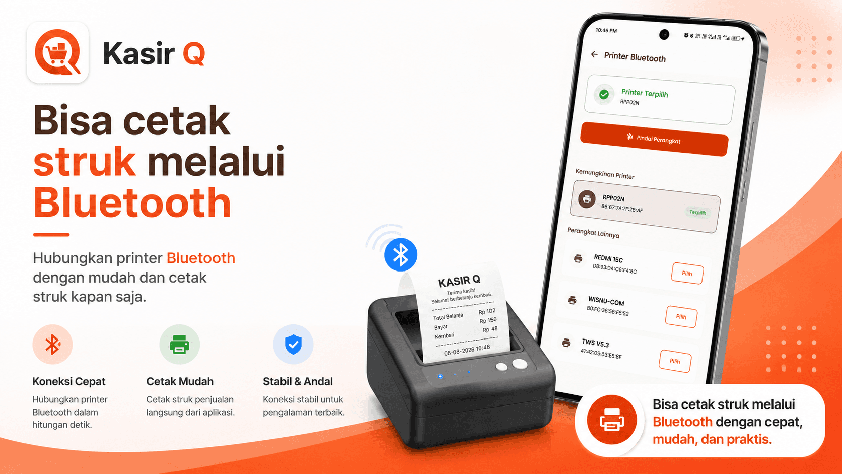 Kasir Q - Smart POS & Finance - Cetak Struk