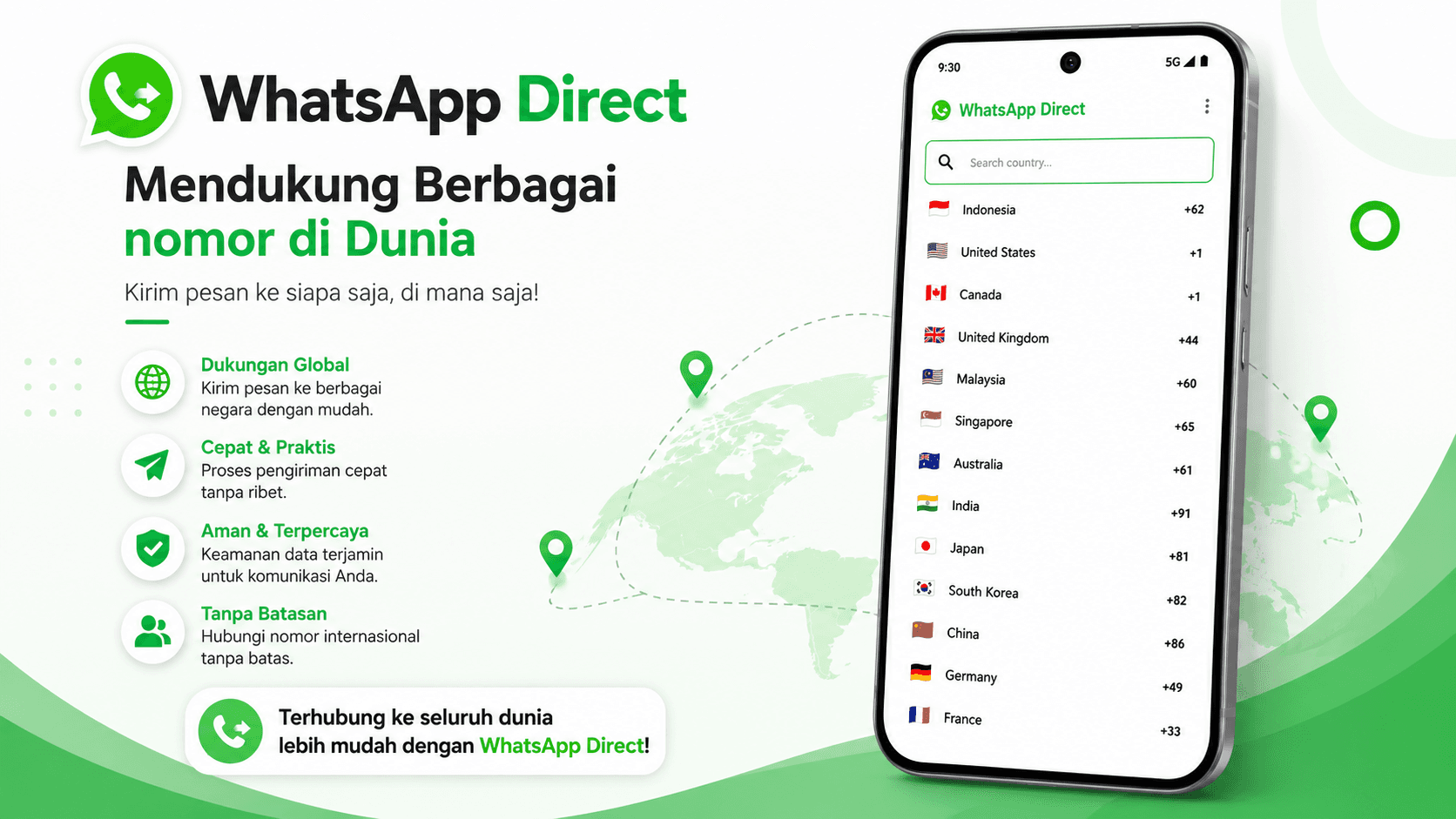 WhatsApp Direct - Instant & Bulk Sender - Kode Negara